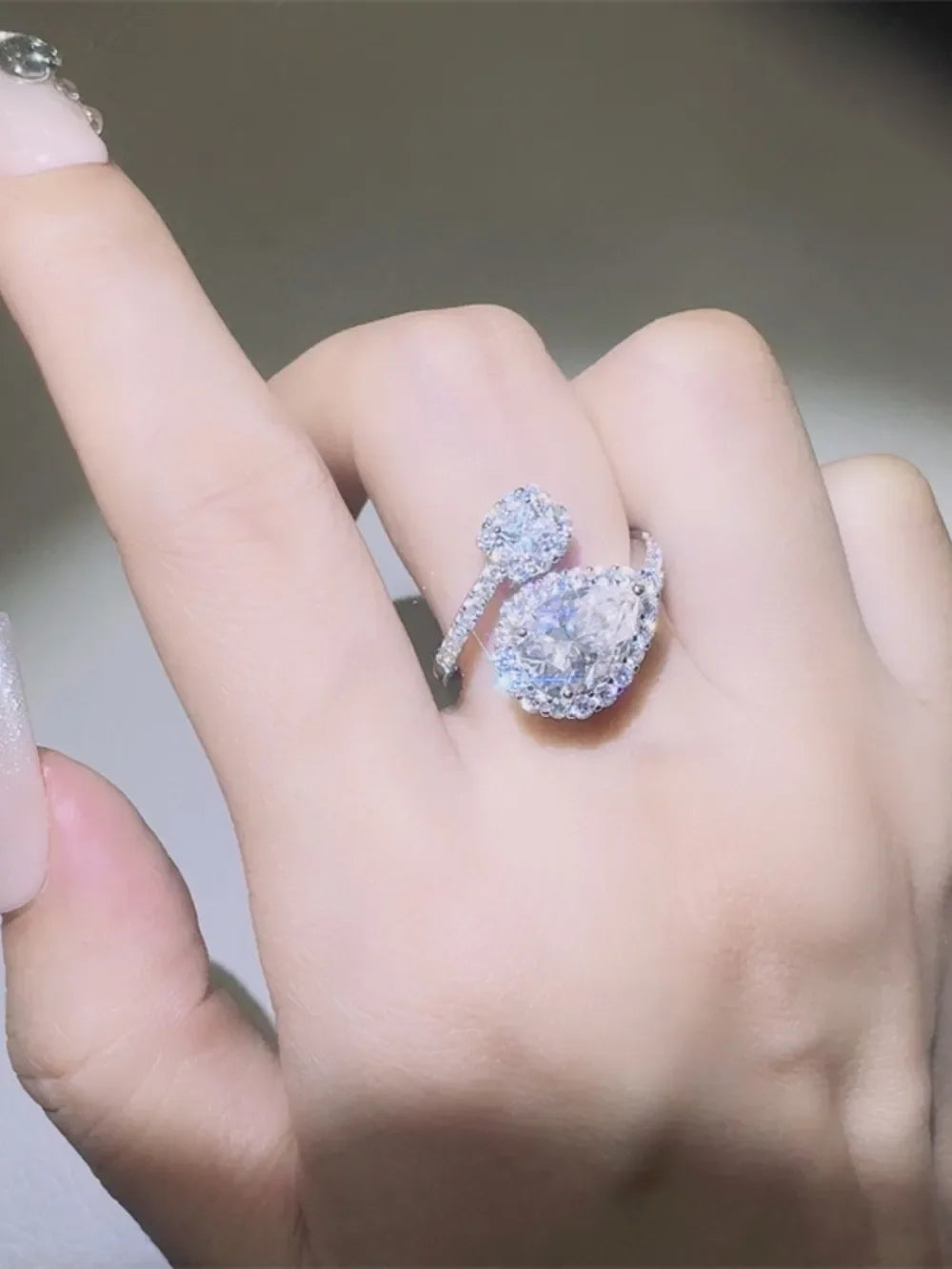 2 Carat Moissanite 925 Sterling Silver Bypass Ring - VAleG