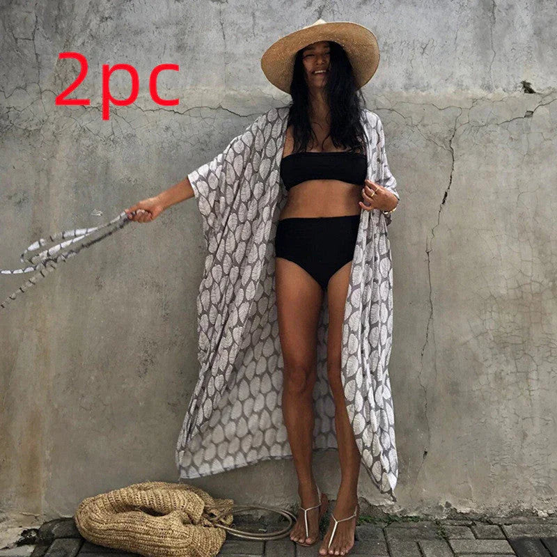 Polyester Ladies Sun Protection Resort Beach Dress Cover Up - VAleG