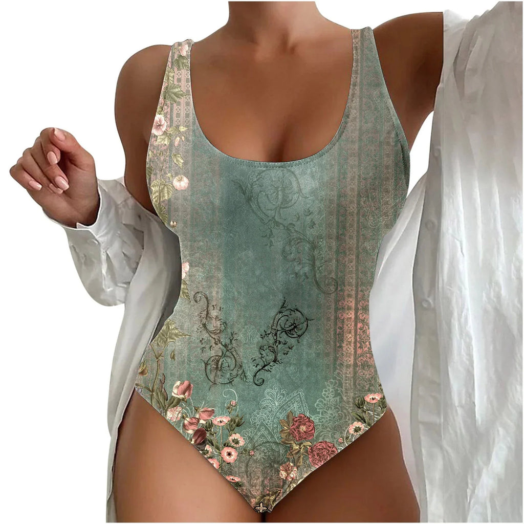 Women's Seaside Beach Swimsuit 3D Contrast Color One-piece Swimsuit - VAleG