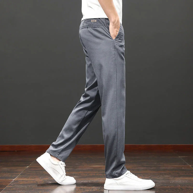 Tencel Lyocell Light And Easy To Care Slim-fitting Straight Pants Men's - VAleG
