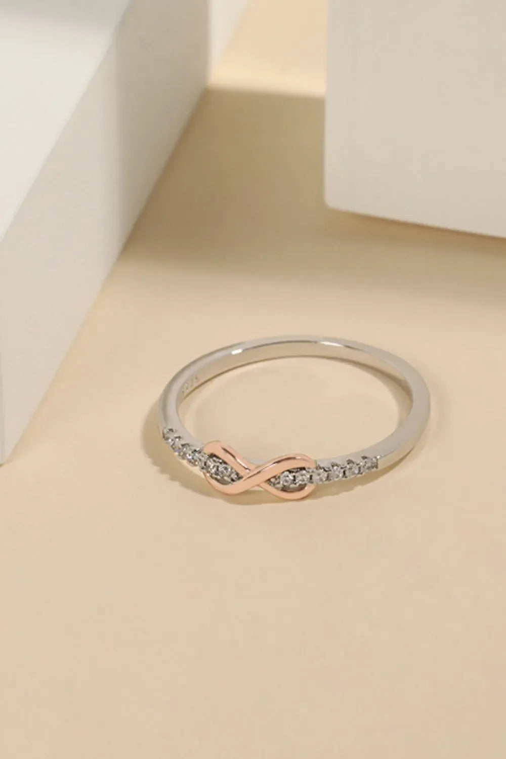925 Sterling Silver Inlaid Zircon Infinity Symbol Ring - VAleG