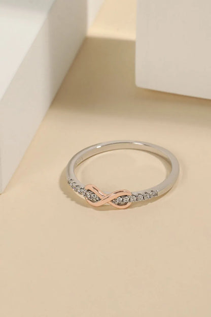 925 Sterling Silver Inlaid Zircon Infinity Symbol Ring - VAleG