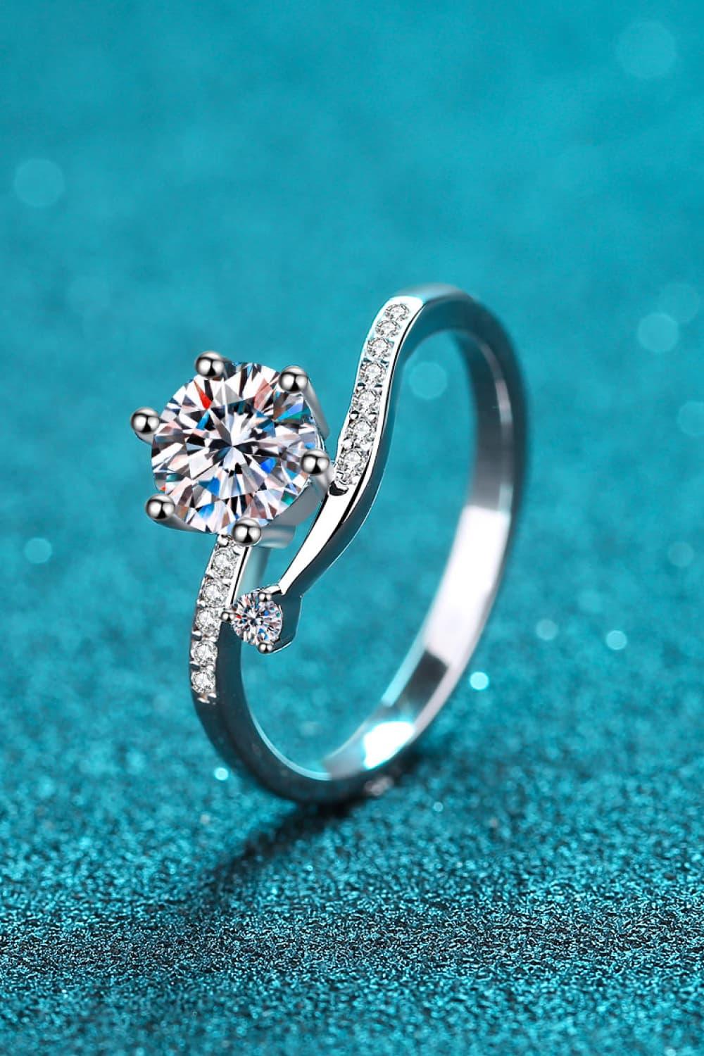 1 Carat Moissanite 925 Sterling Silver Bypass Ring - VAleG