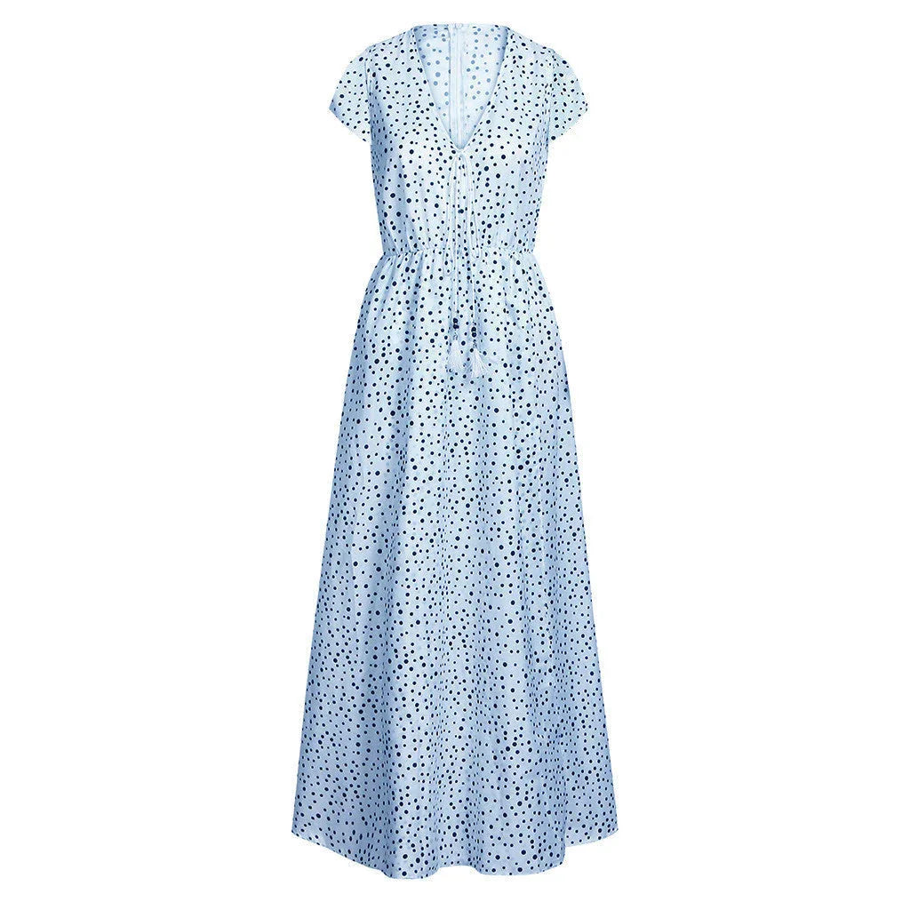Holiday beach polka dot bohemian dress - VAleG