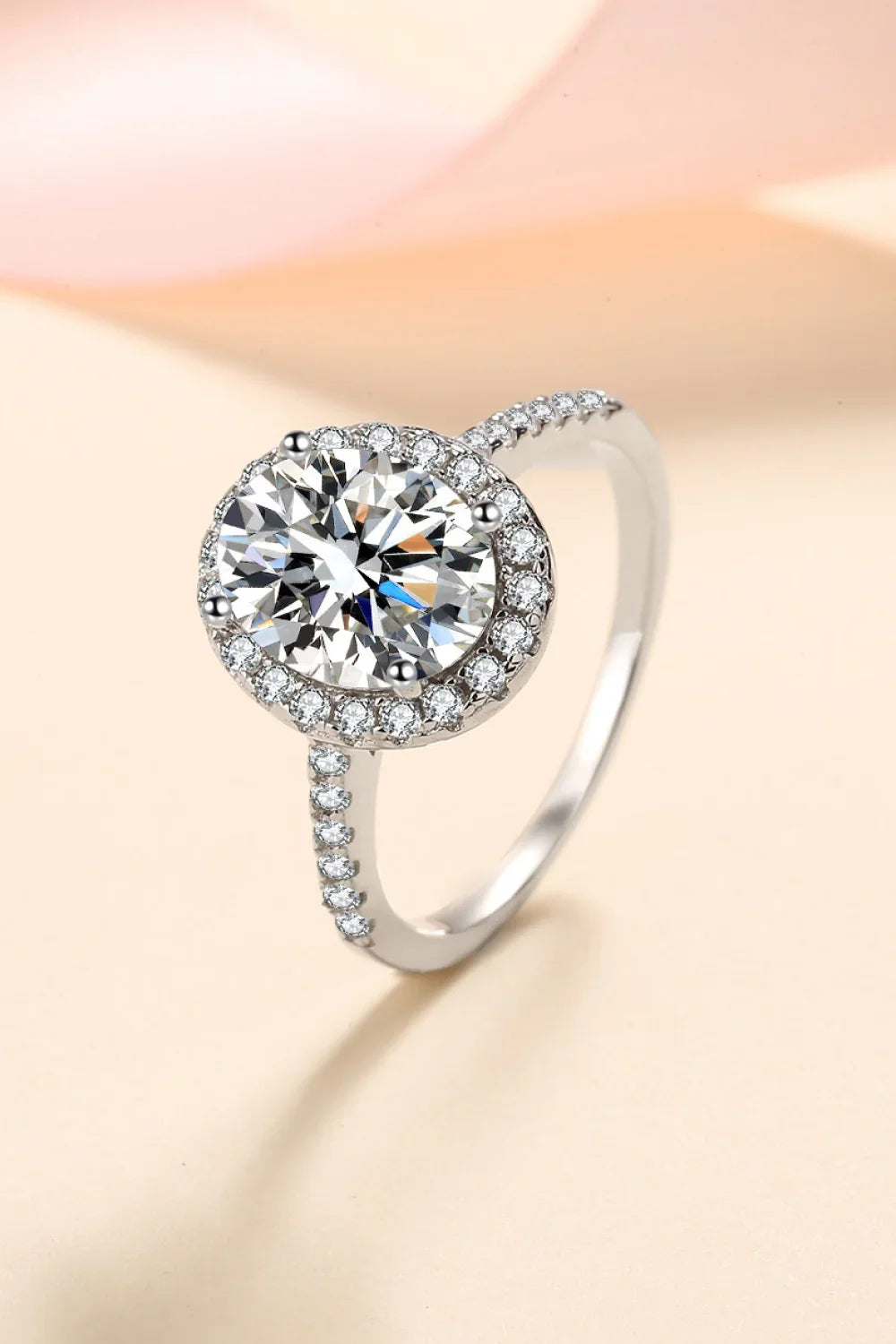 2 Carat Moissanite 925 Sterling Silver Halo Ring - VAleG