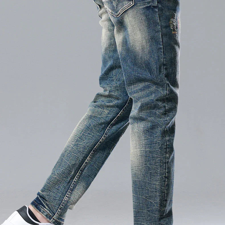 Men's Straight Slim Cotton Vintage Jeans - VAleG