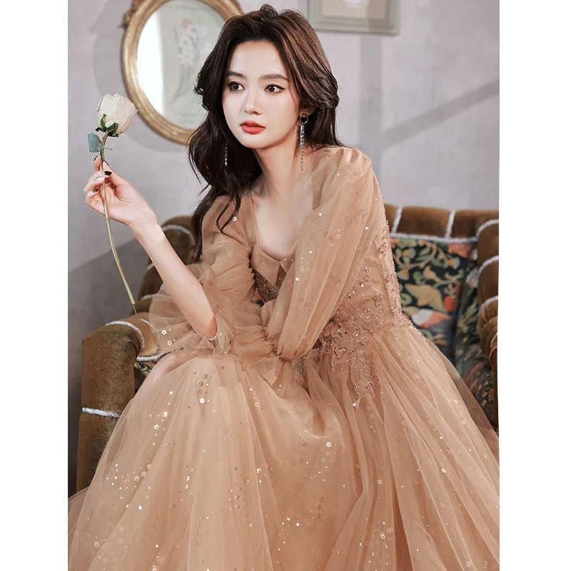 Evening Dress Host Banquet Maid Of Honor Long Sleeves - VAleG