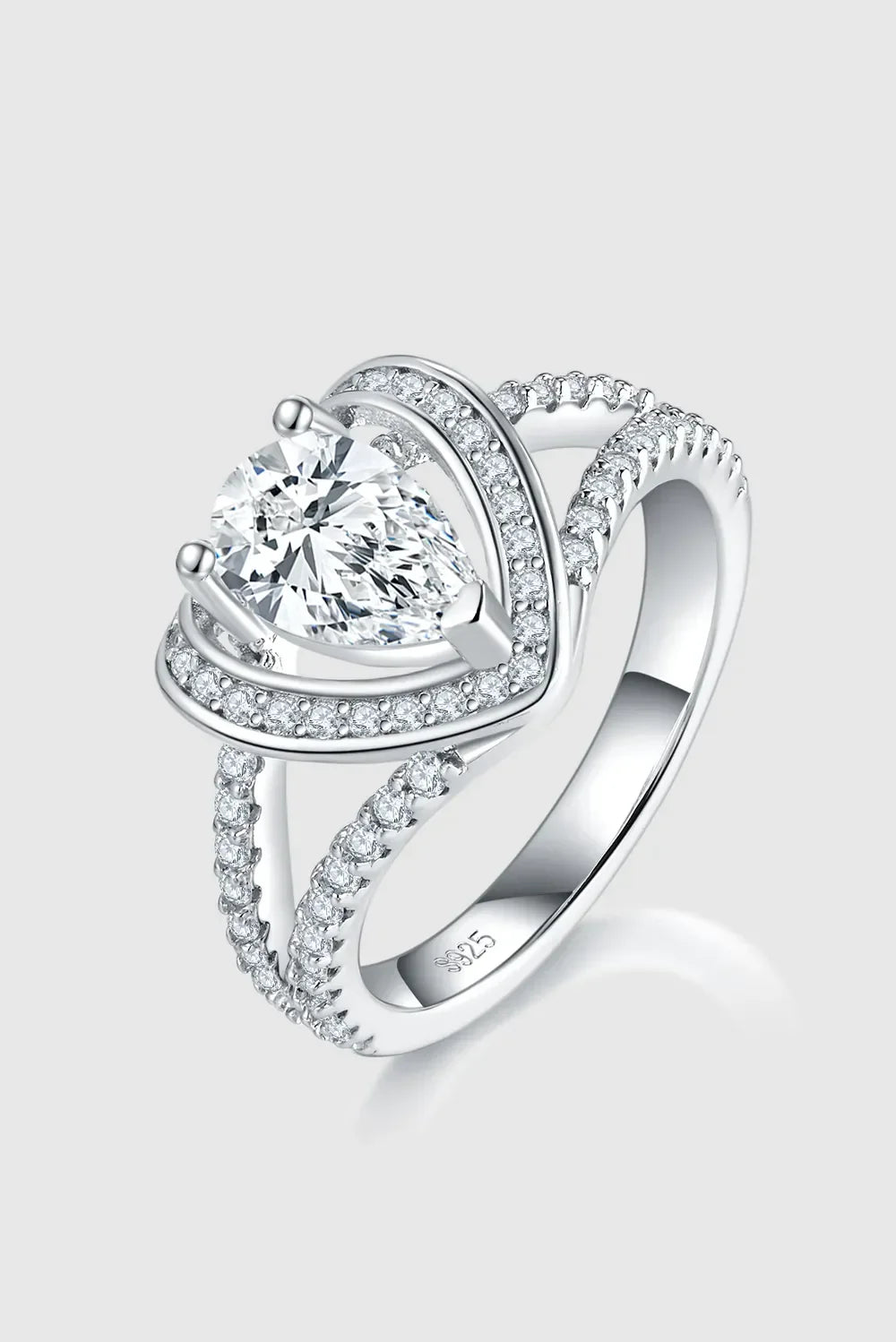 1 Carat Moissanite 925 Sterling Silver Heart Ring - VAleG
