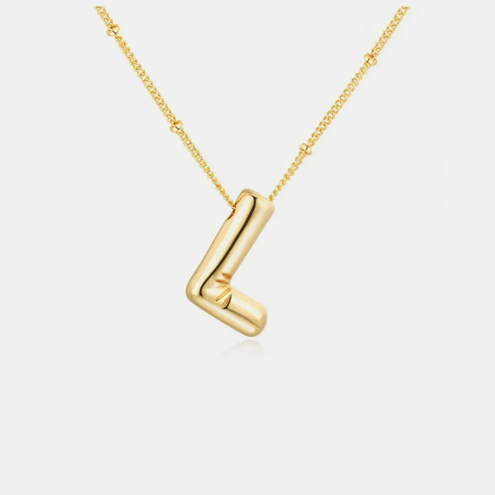 Gold-Plated Bubble Initial Necklace - VAleG