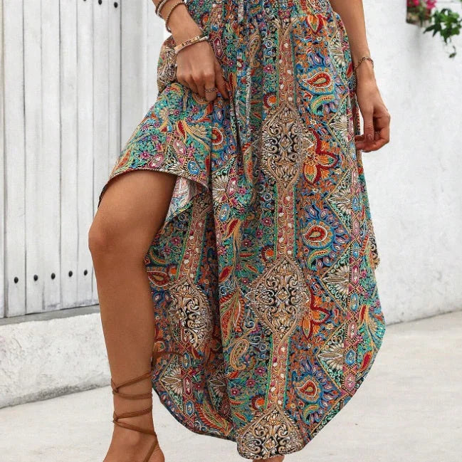 Women Contrast Color Print Random Cut Skirt - VAleG