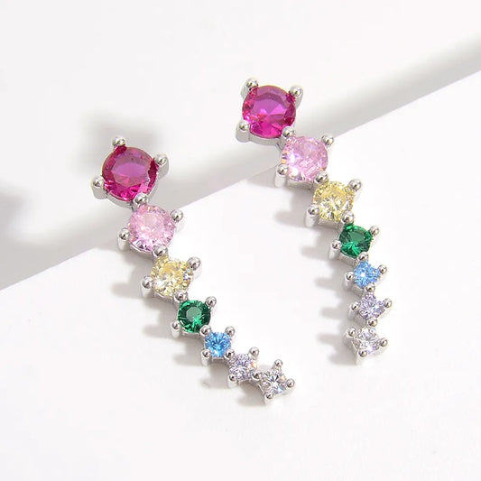 925 Sterling Silver Inlaid Zircon Earrings - VAleG