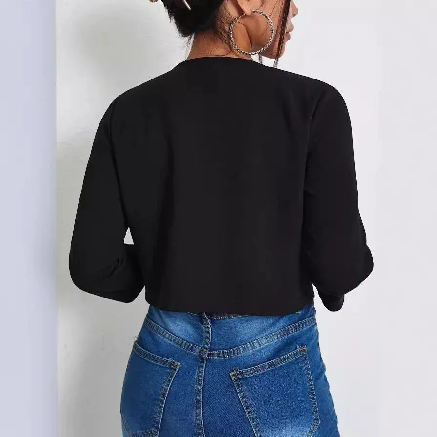 Solid Color Slit Bomber Jacket - VAleG