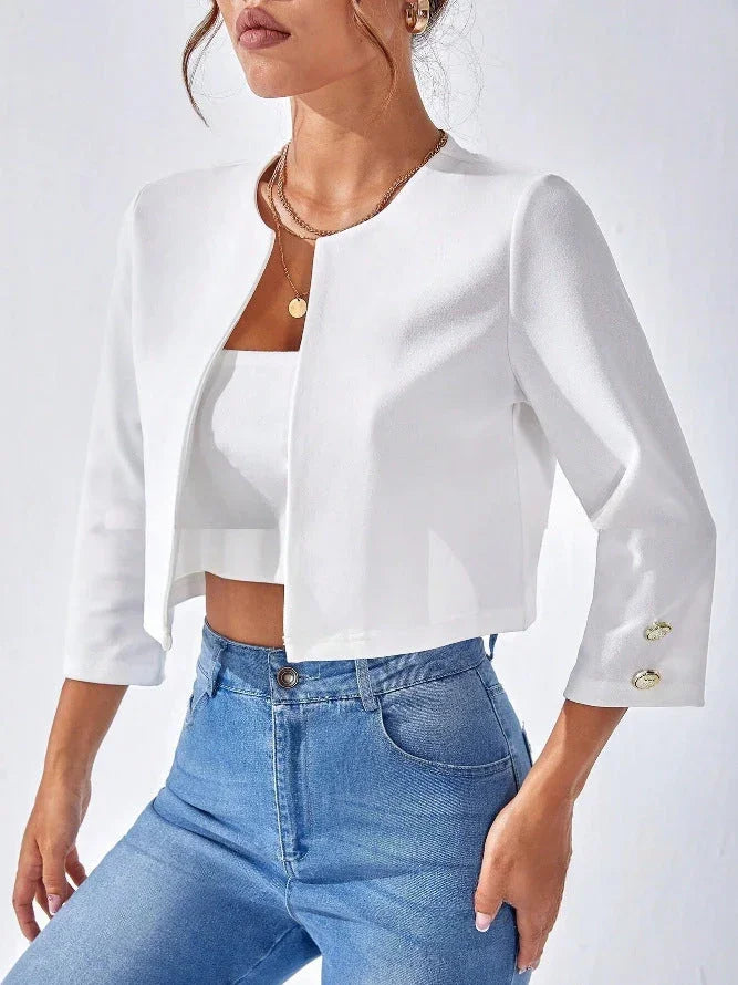 Solid Color Slit Bomber Jacket - VAleG