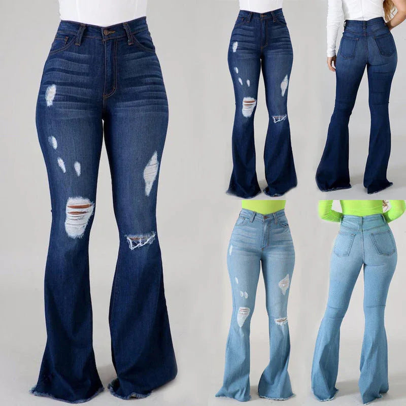 Fashion Women's Slim-fit Buttocks Ripped Jeans - VAleG