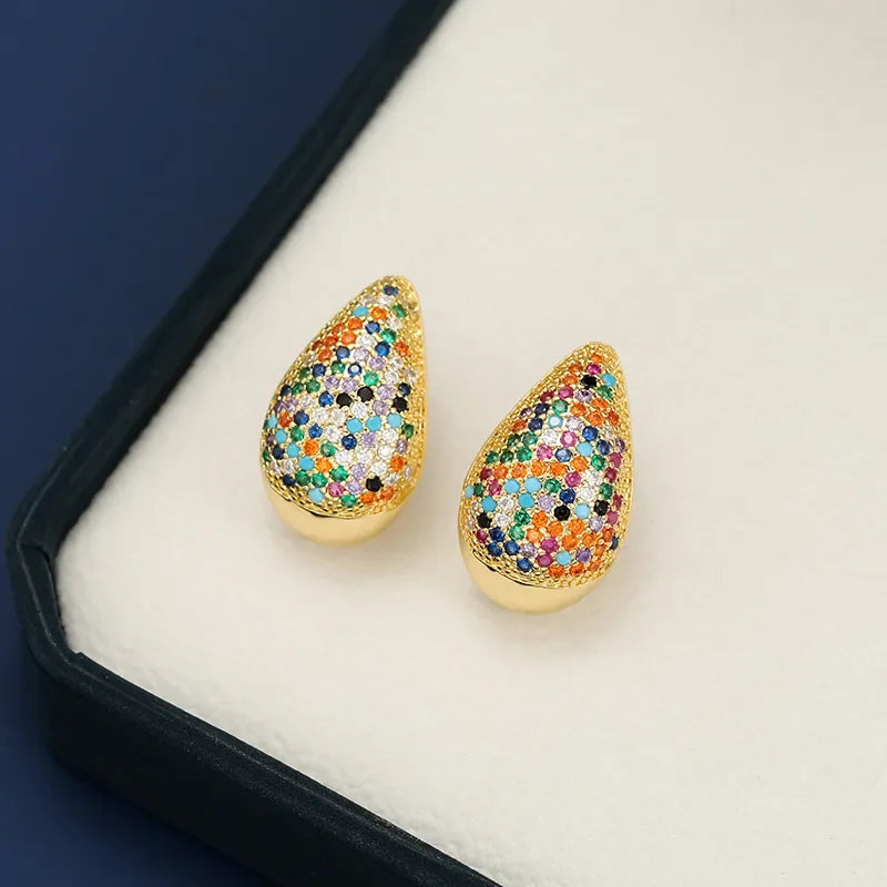 18K Gold-Plated Zircon Teardrop Earring - VAleG