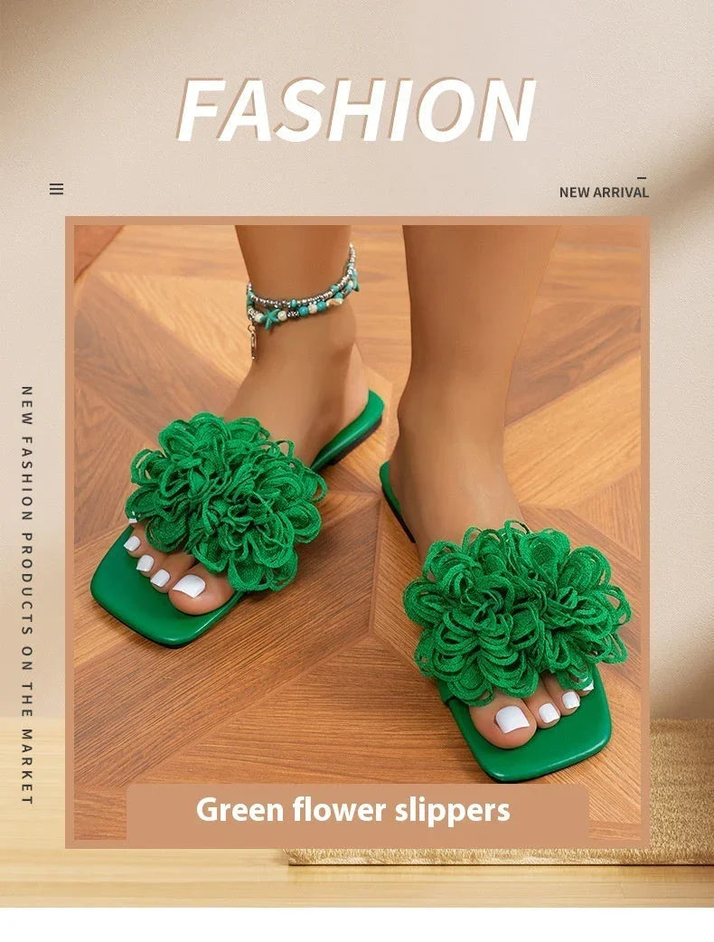 New Fashion All-match Flower Flat Slippers - VAleG
