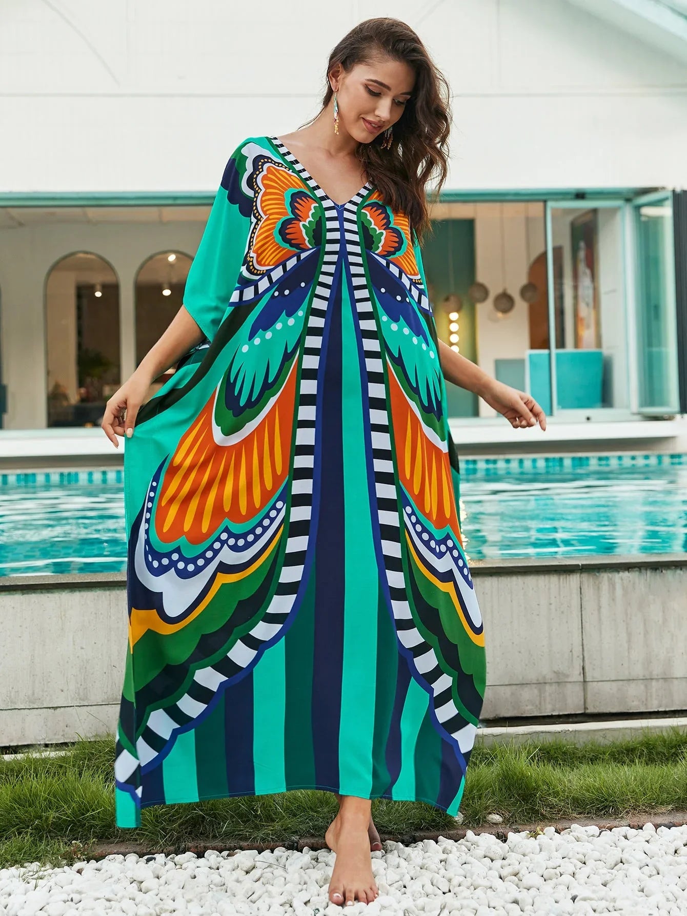 Women's Cotton Tie Dyed Beach Dress - VAleG