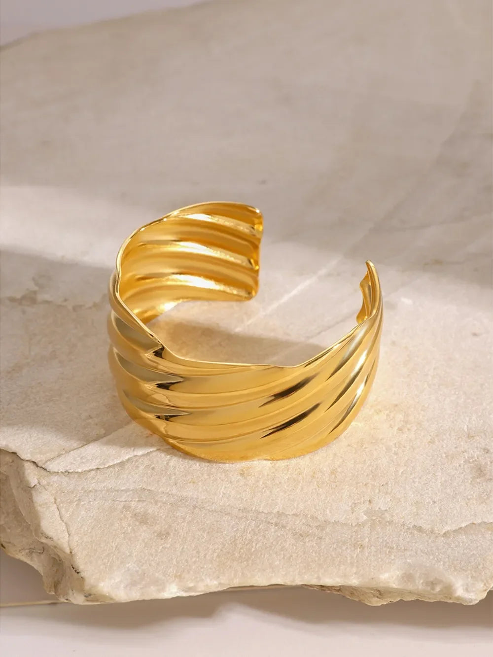 18K Gold-Plated Stainless Steel Open Ring - VAleG