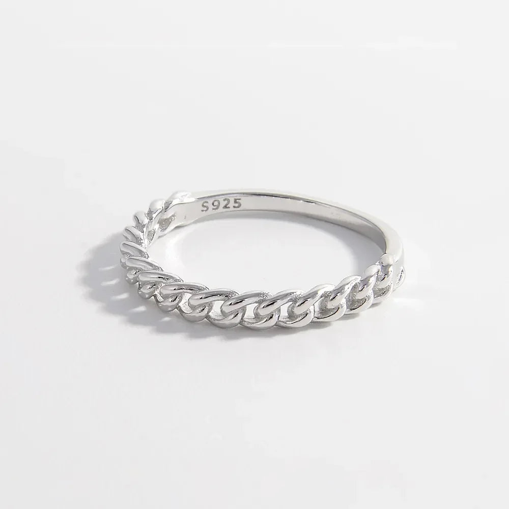 925 Sterling Silver Curb Chain Ring - VAleG
