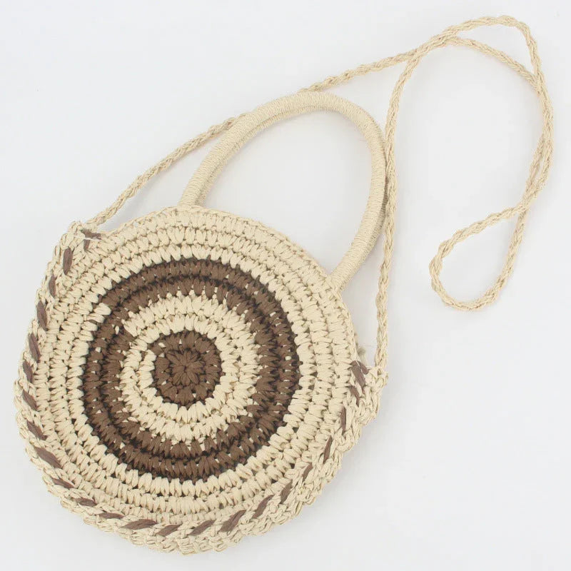 Beach Braided Bag Round Tote Shoulder - VAleG