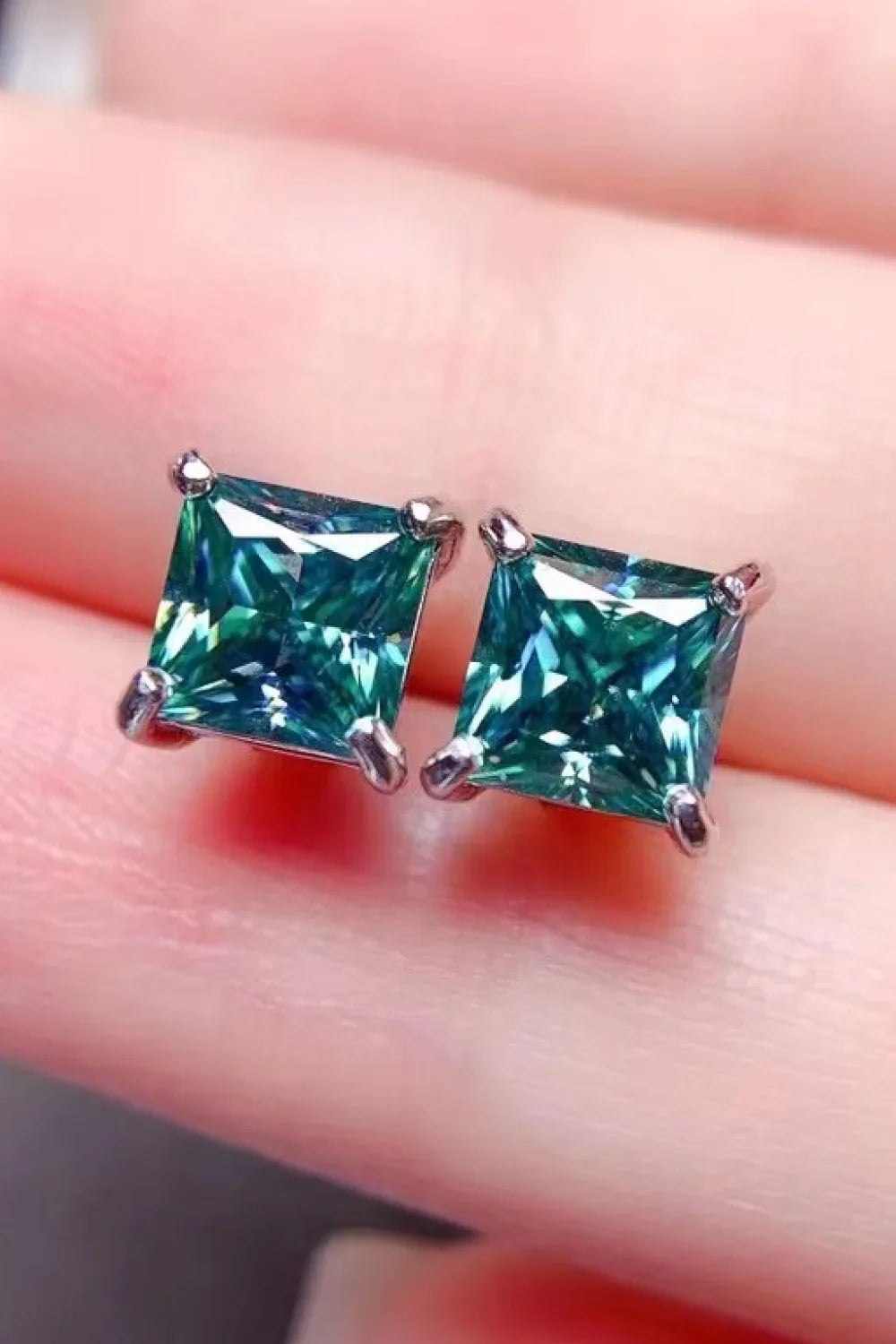 2 Carat Square Moissanite Four-Prong Earrings - VAleG