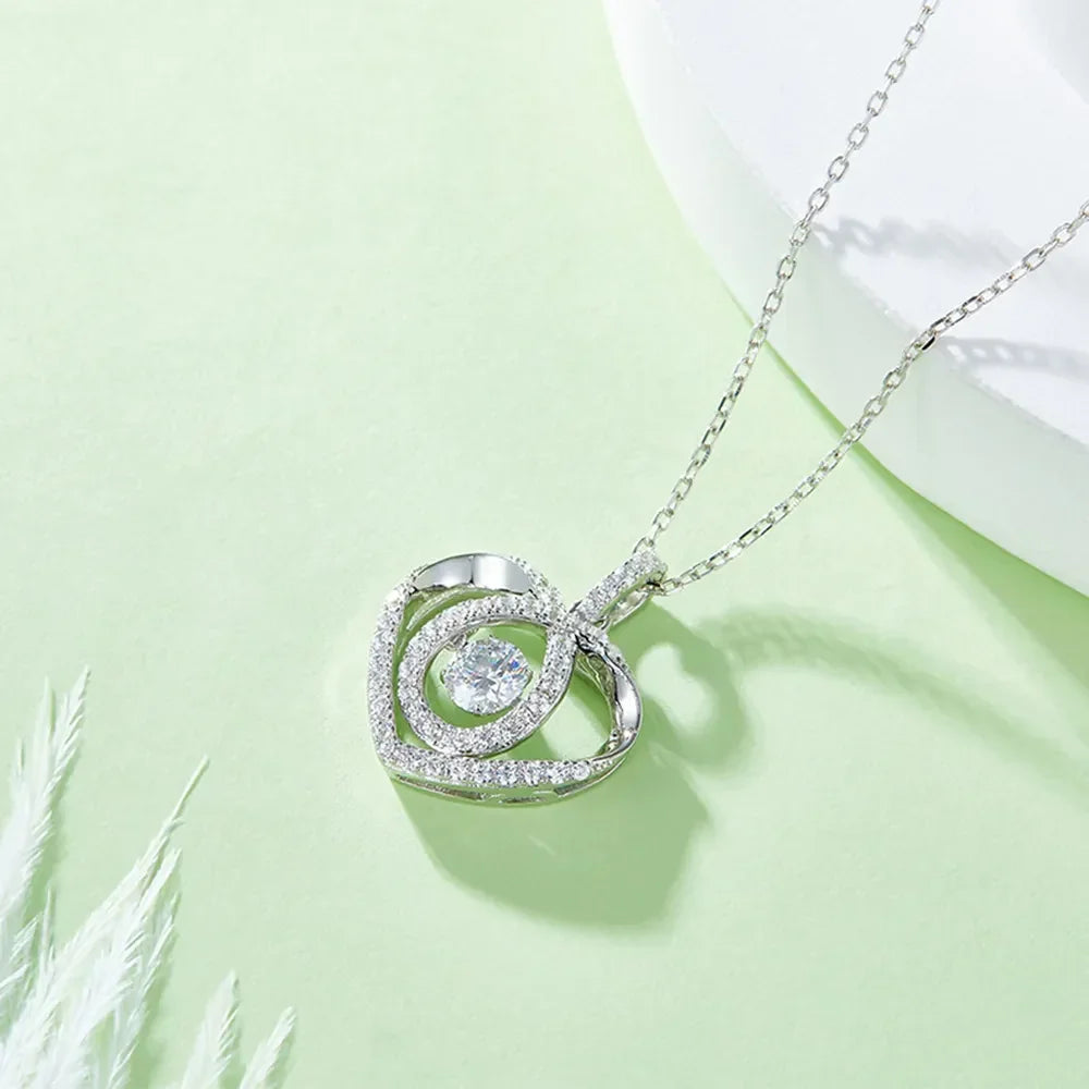 Moissanite 925 Sterling Silver Heart Shape Necklace - VAleG