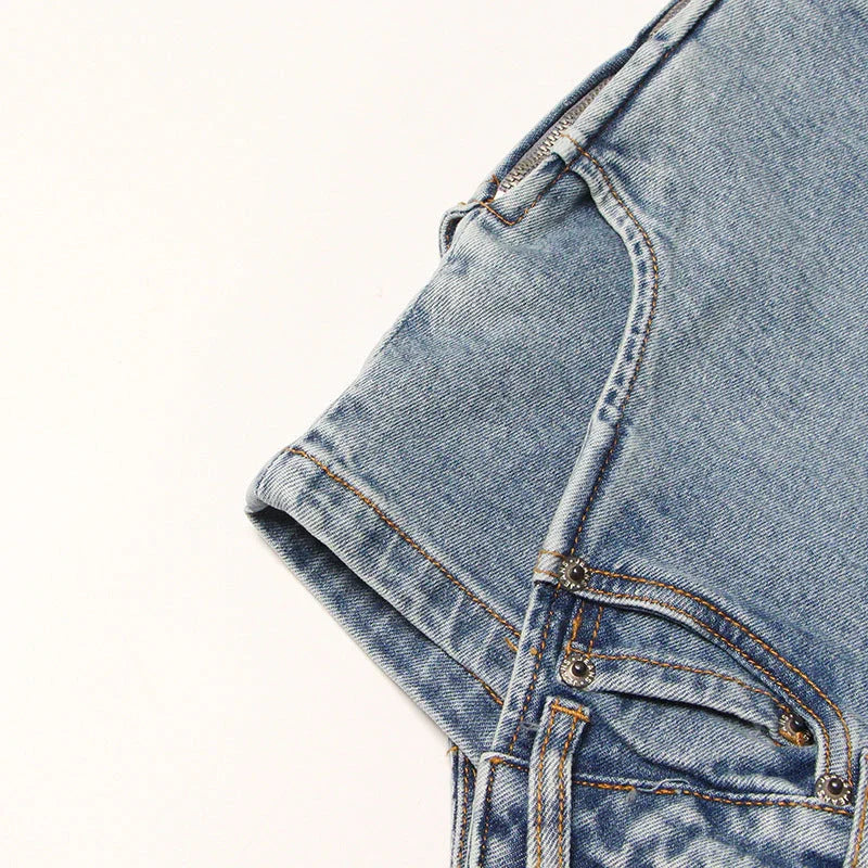 Short Irregular Solid Color Women's Denim High Street Skirt Pants - VAleG