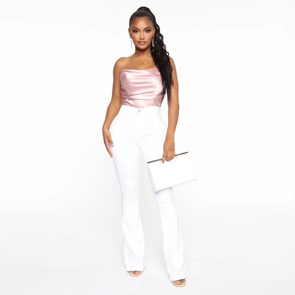Women's Classic High Waist Slim Denim Horseshoe Pants - VAleG