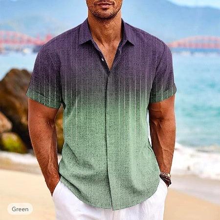 Gradient 3d Printed Short-sleeved Shirt Summer - VAleG