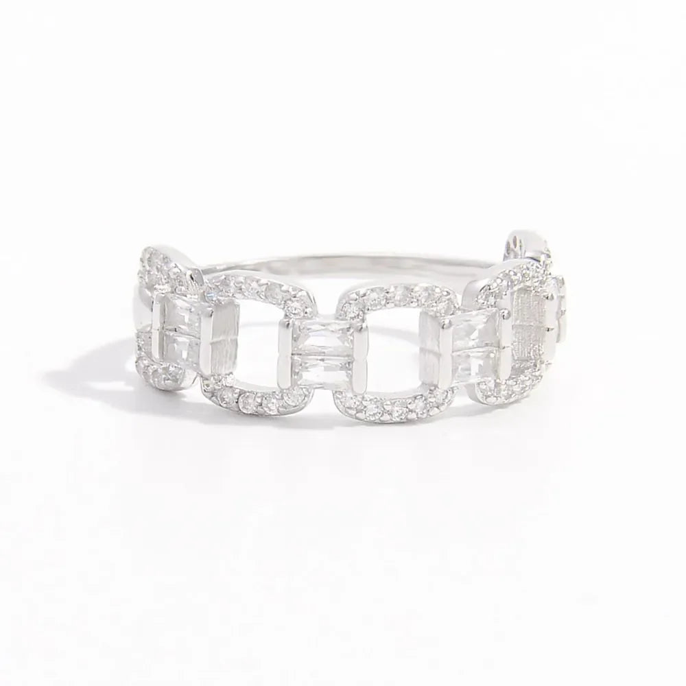 925 Sterling Silver Zircon Cutout Ring - VAleG