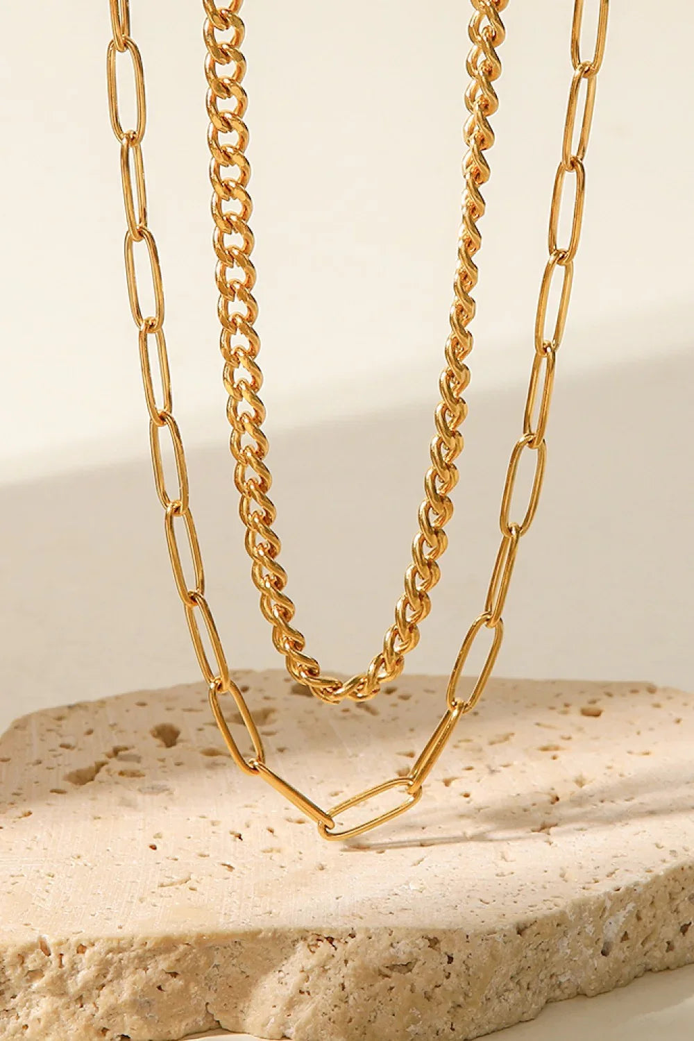 18K Gold Plated Layered Chain Necklace - VAleG