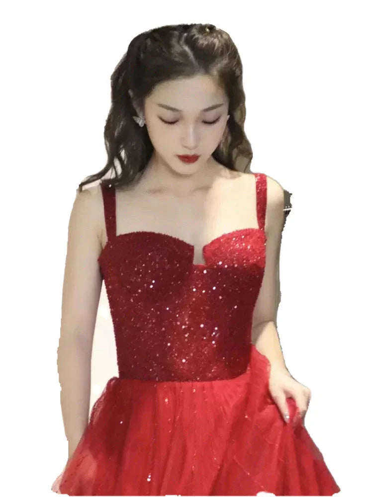 New Sequin Sling High-grade Princess Engagement Dress For Women - VAleG