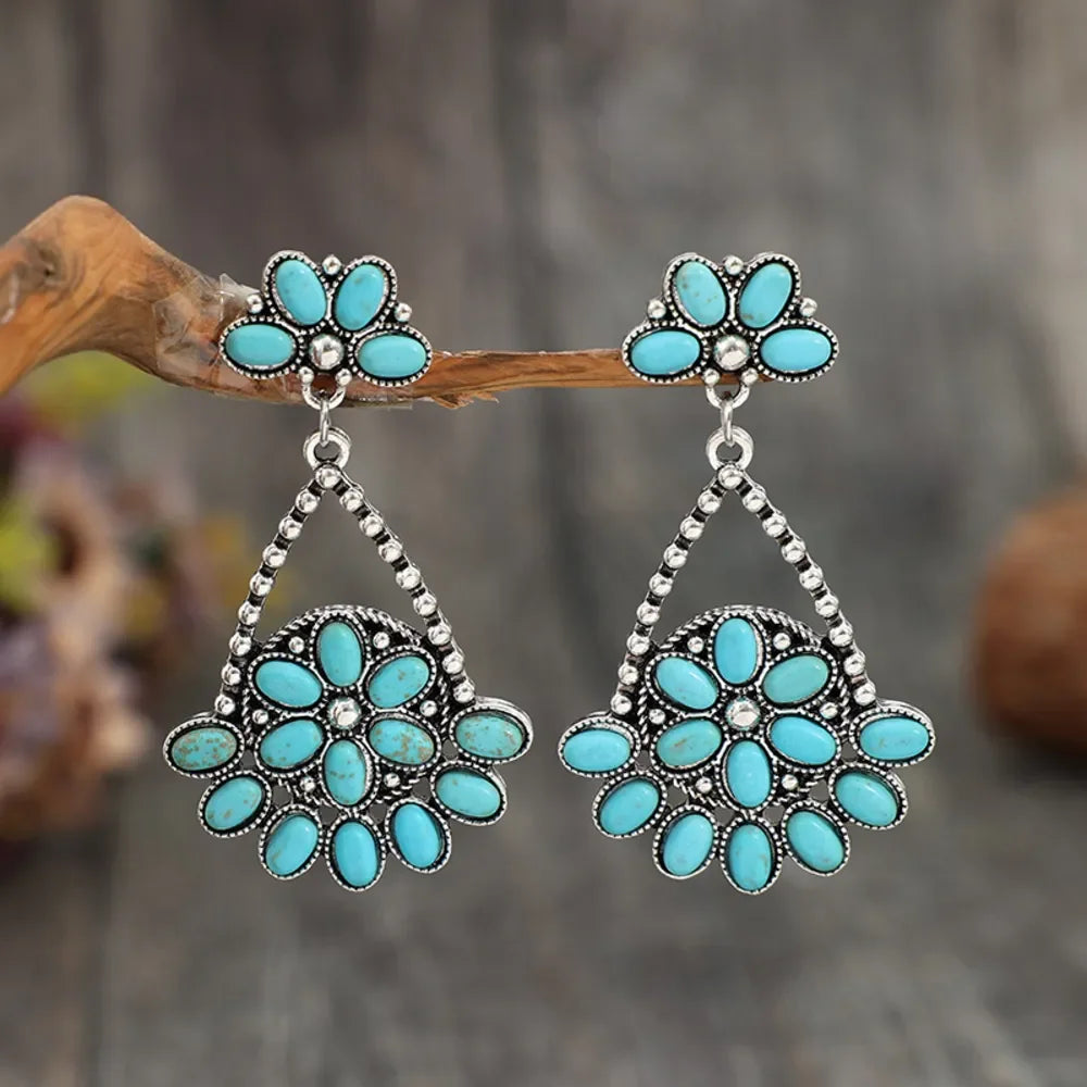 Artificial Turquoise Teardrop Earrings - VAleG