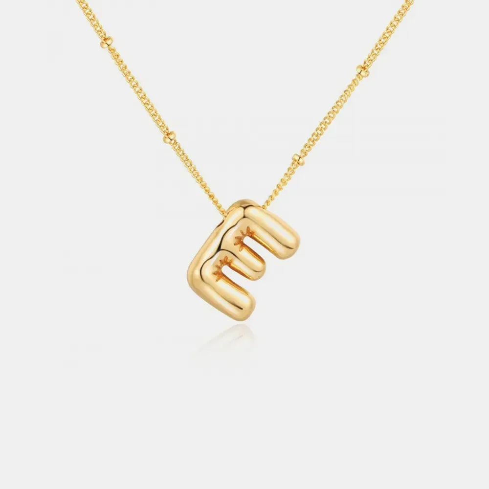 Gold-Plated Bubble Initial Necklace - VAleG