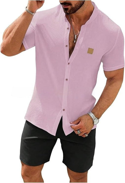 Fashion Summer Button Linen New Men's Shirt VAleG
