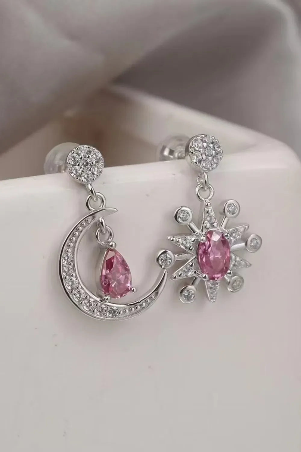 1 Carat Moissanite 925 Sterling Silver Moon & Star Earrings - VAleG
