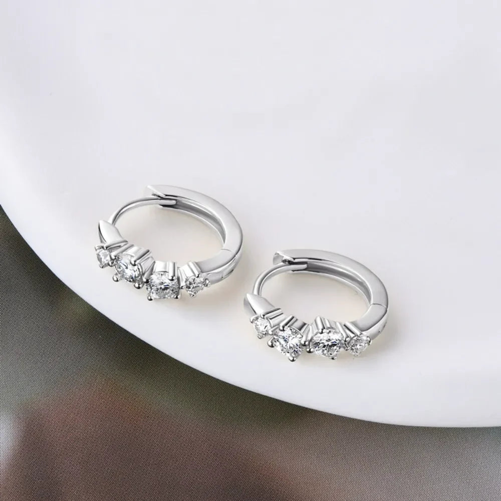 925 Sterling Silver Moissanite Huggie Earrings - VAleG