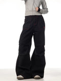Contrasting Color Of Black And Red Workwear With Pocket Trousers - VAleG