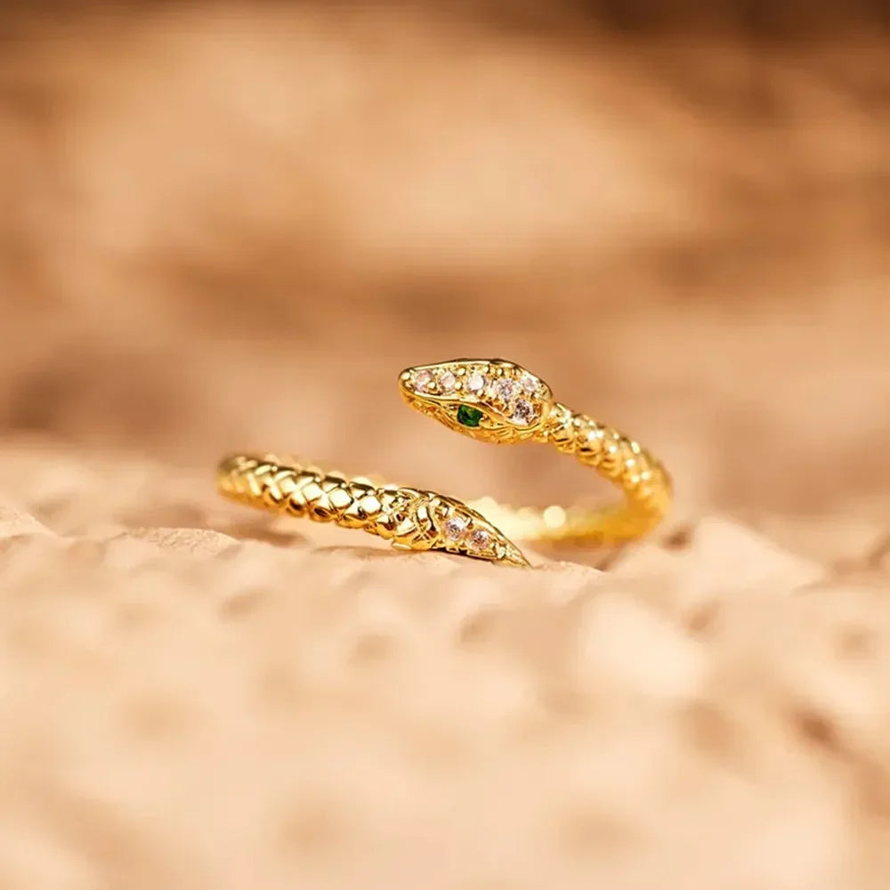 Snake Shape 18K Gold-Plated Bypass Ring - VAleG