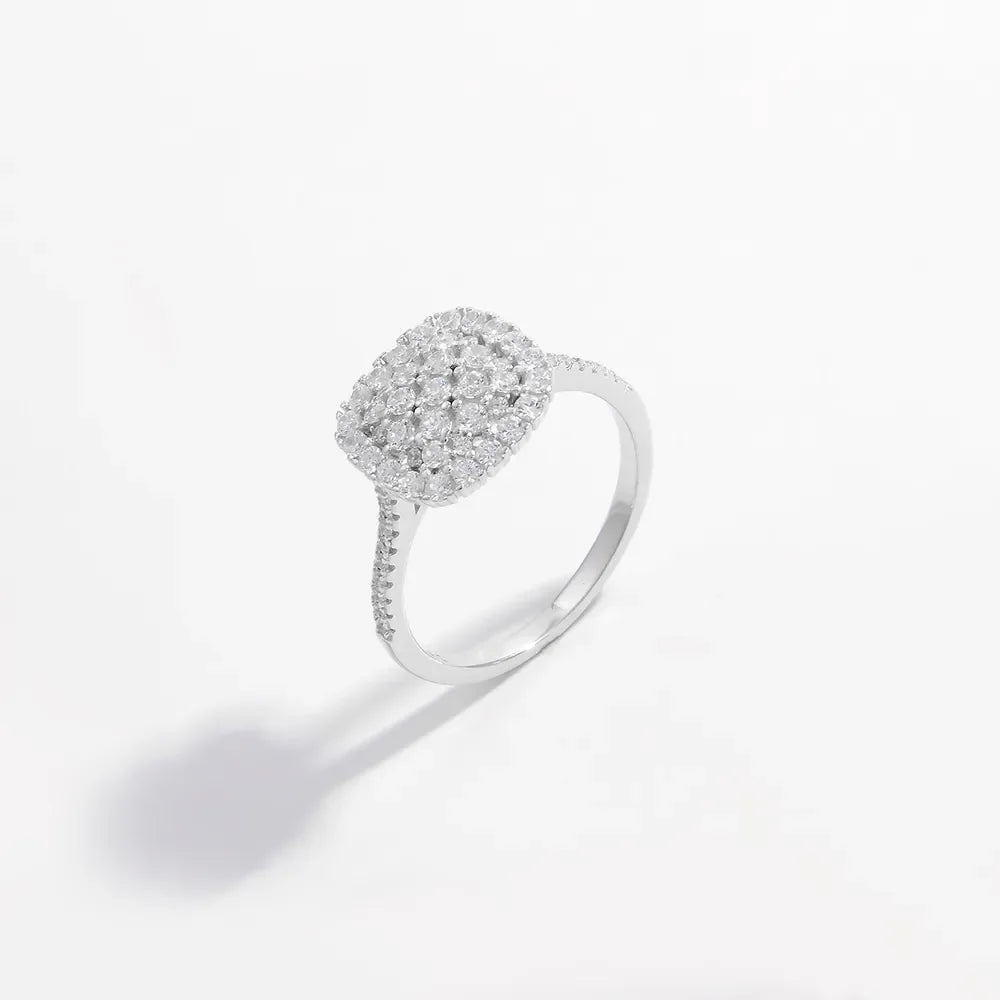 925 Sterling Silver Inlaid Zircon Square Shape Ring - VAleG