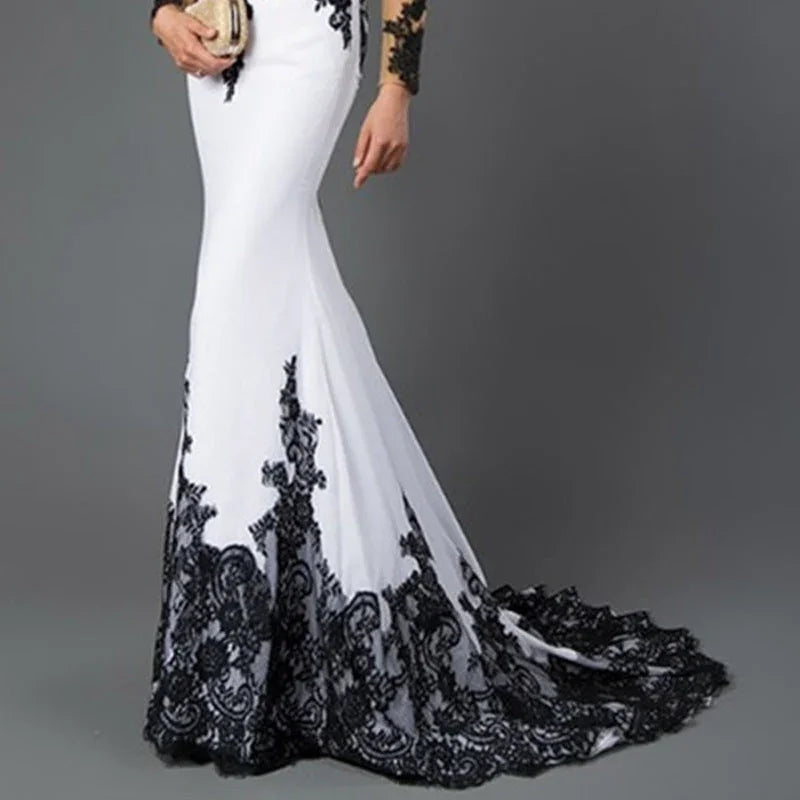 Embroidered Lace Maxi Dress With Fishtail Slim Tail - VAleG