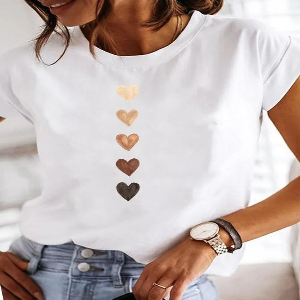 Women's Fashion Printed Short-sleeved T-shirt - VAleG