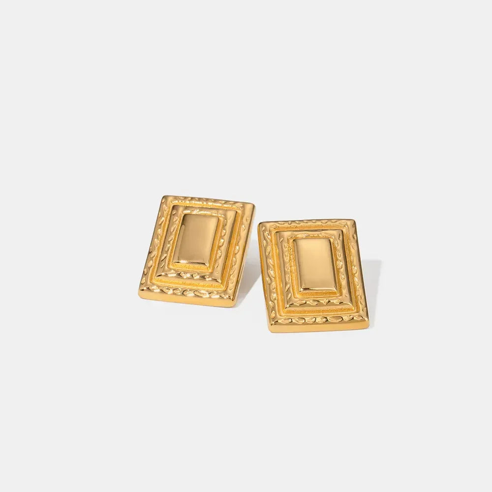 18K Gold-Plated Stainless Steel Square Shape Earrings - VAleG
