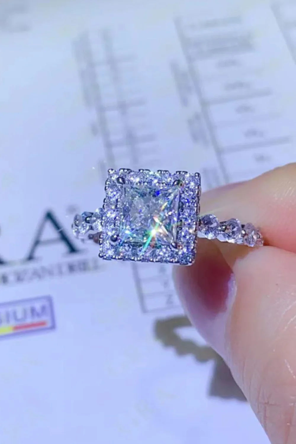 Adored 1 Carat Moissanite Square Ring - VAleG