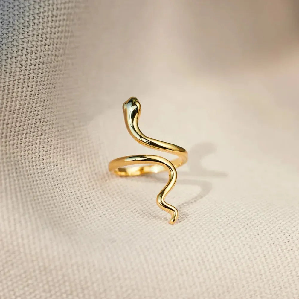 Snake Shape 18K Gold-Plated Bypass Ring - VAleG