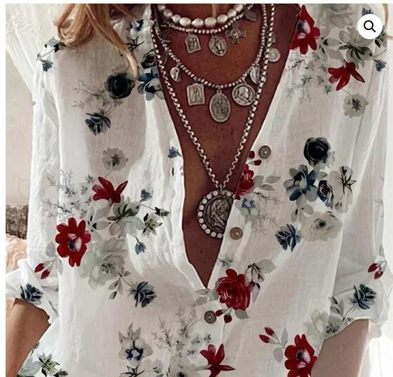 Loose V-neck blouse - VAleG