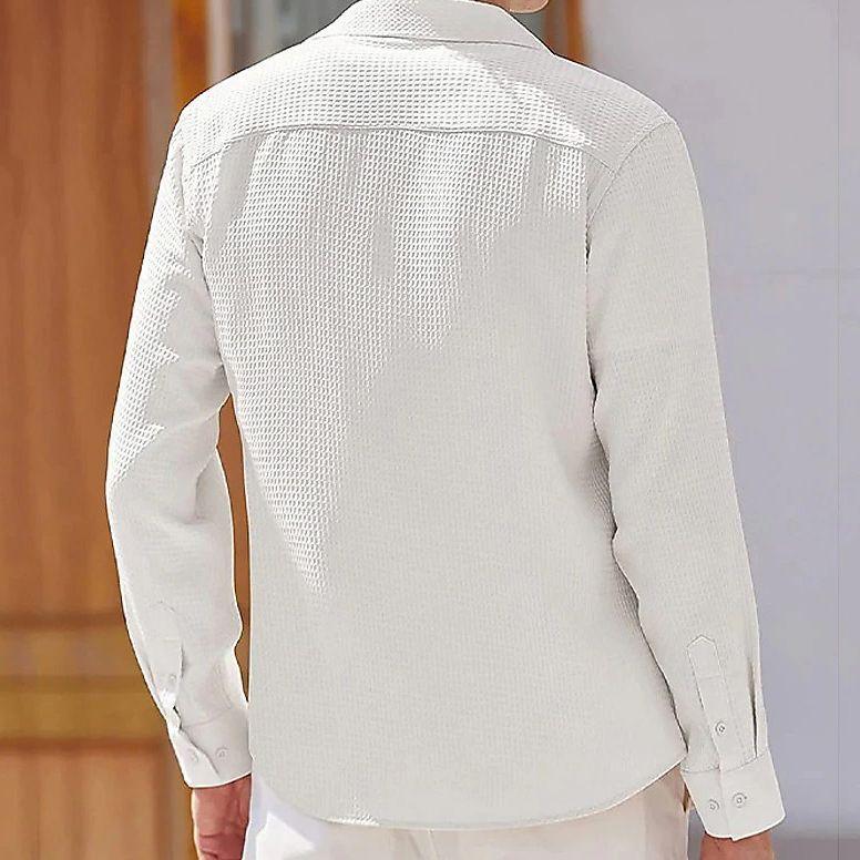 European And American Men's Solid Color Long-sleeved Shirt - VAleG