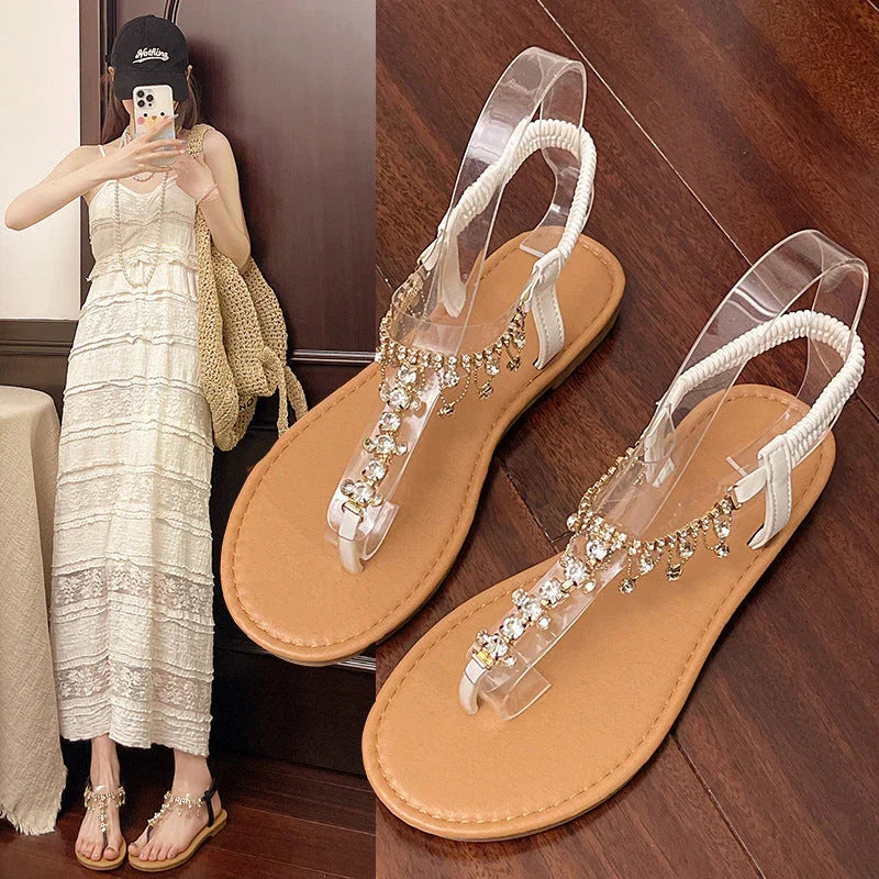 Women's Sandals New Big Rhinestone Fashion - VAleG