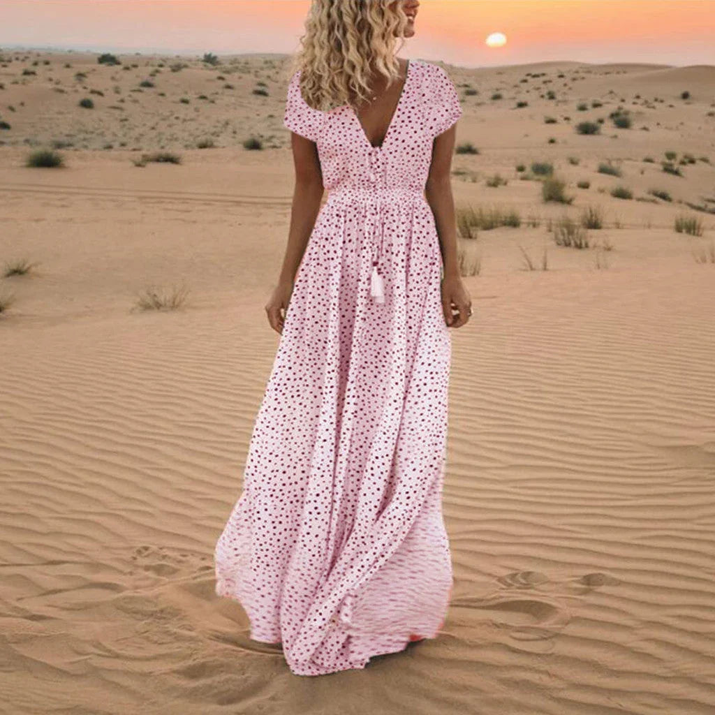 Holiday beach polka dot bohemian dress - VAleG