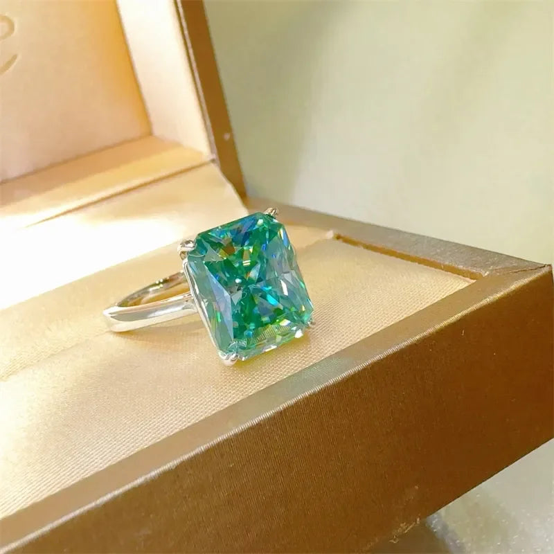 2 Carat 925 Sterling Silver Moissanite Rectangle Shape Ring - VAleG